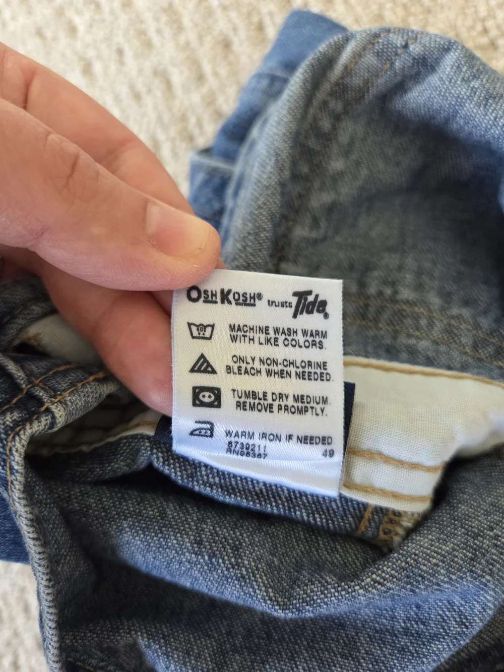 90's Vintage OshKosh B'gosh Dark Blue Denim Kids Shortall Overalls